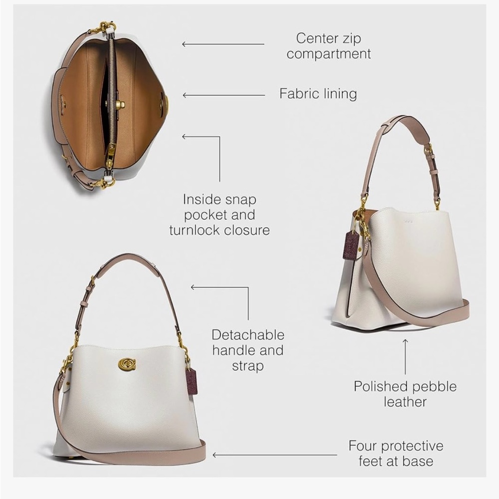 #24 Coach Women's Polished Pebble Leather Willow Shoulder Bag - Picture 2 of 2
